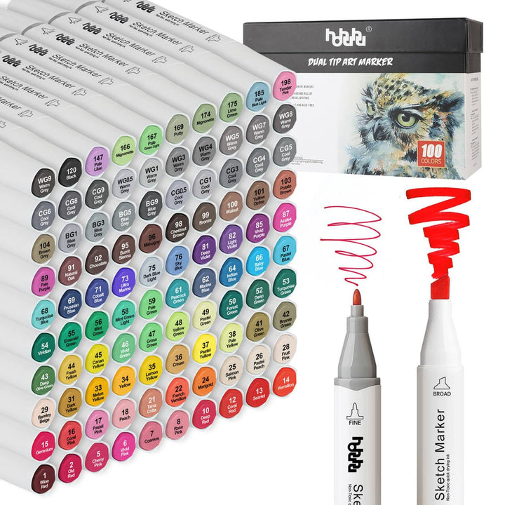 Alkohol Marker Set 100 Farben Doppelspitze für Illustration - Bild 2