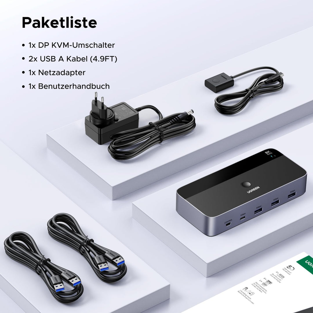 DisplayPort KVM Switch Dual Monitor 8K60Hz 4x USB 3.0 fuer 2 PCs - Bild 8