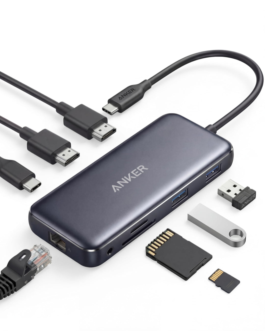 USB-C Hub 8-in-1 Dual 4K HDMI mit Ethernet und 85W PD