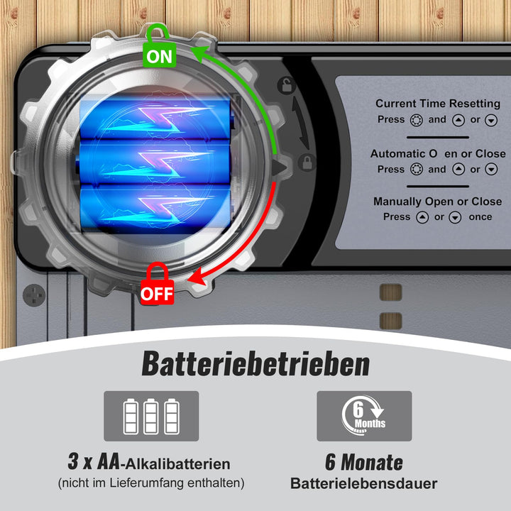 Automatische Hühnerklappe Aluminium mit Timer und Einklemmschutz - Bild 4