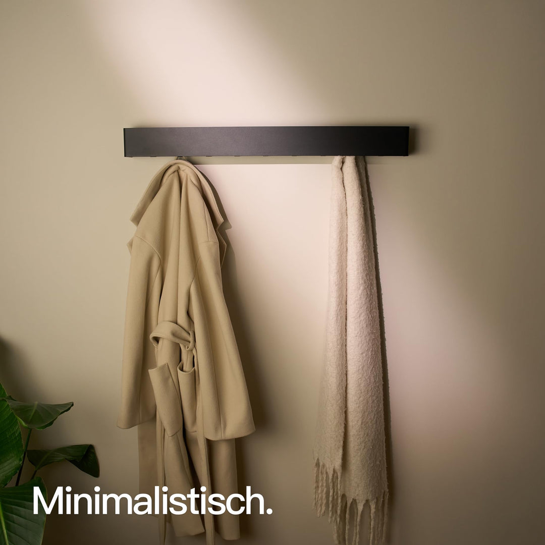 Wandgarderobe Aluminium 80 cm mit verdeckten Haken Schwarz Matt - Bild 4