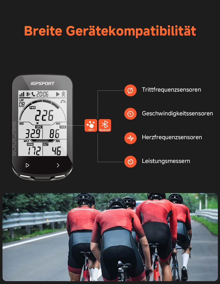 GPS Fahrradcomputer kabellos 5-Satelliten ANT+ Bluetooth 2,6 Zoll - Bild 8