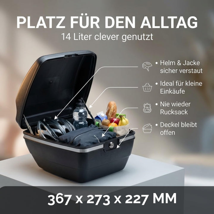 Fahrradkoffer Gepäckträger 14L abschliessbar wasserdicht Hartschale - Bild 3