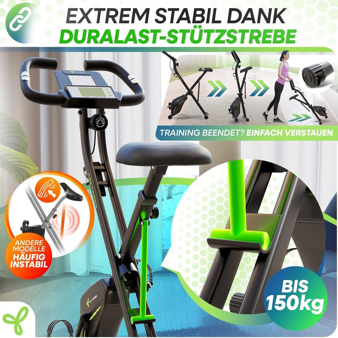 Heimtrainer klappbar Magnetbremse bis 150 kg mit Relax-Foam Sattel - Bild 5