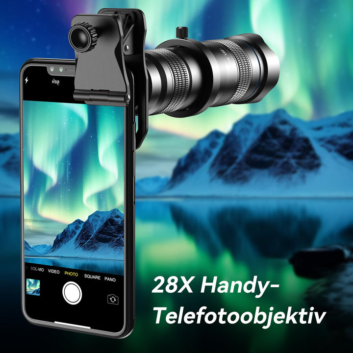 Smartphone Teleobjektiv 28x mit Clip für iPhone Android Monokular - Bild 2