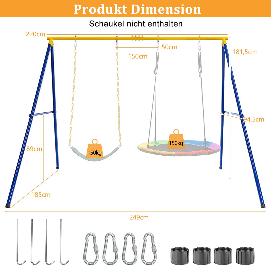 Schaukelgestell Metall A-Rahmen 300 kg Outdoor mit Karabinern - Bild 6