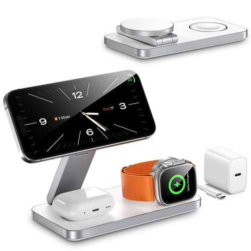 3-in-1 Ladestation iPhone Apple Watch MagSafe faltbar mit Adapter