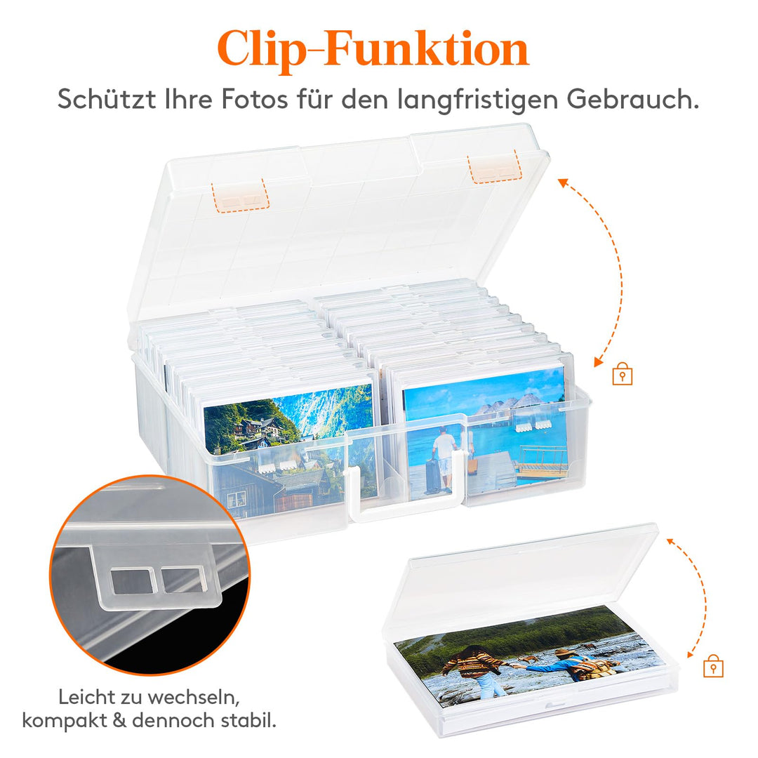 Foto-Aufbewahrungsbox transparent 18 Fächer für 10x15 cm Fotos, 2er-Set - Bild 5