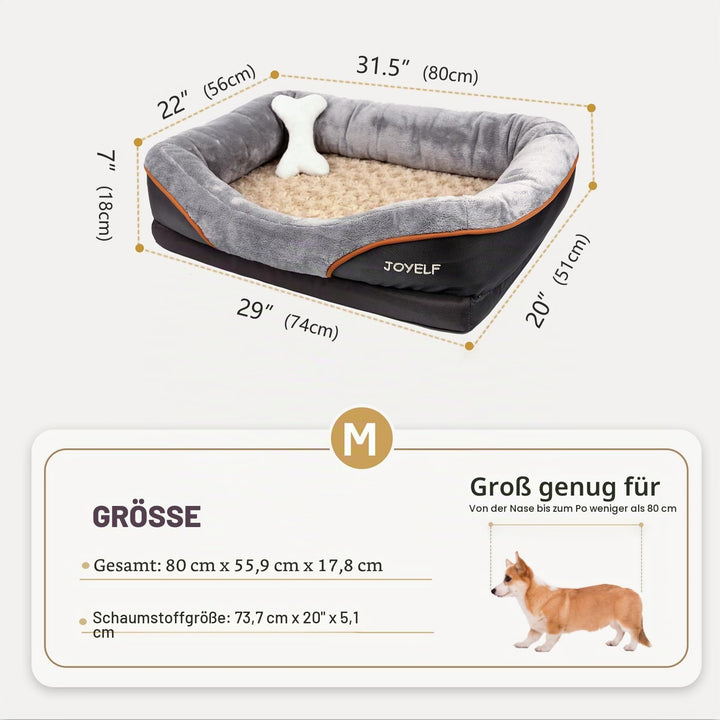 Orthopädisches Hundebett Memory-Schaum mit Rand 80x56cm für kleine bis mittelgrosse Hunde - Bild 2