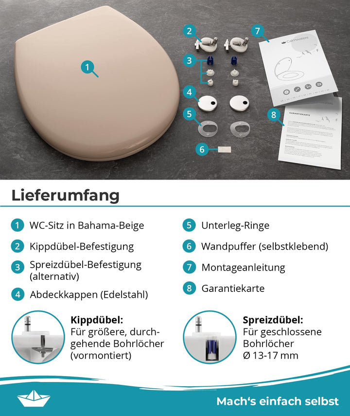 WC Sitz oval Duroplast Beige-Bahamabeige mit Absenkautomatik 250 kg - Bild 8