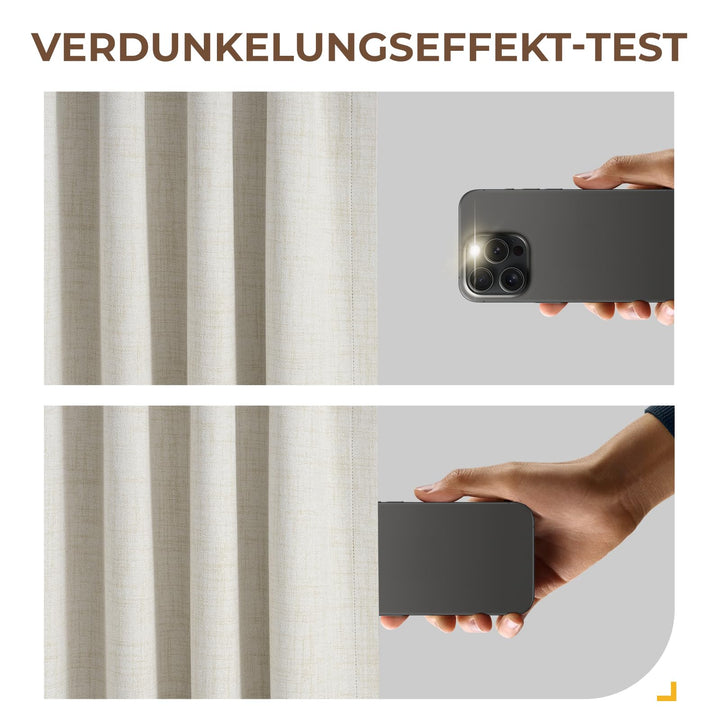 Verdunklungsvorhänge 100% Blickdicht Hellbeige 2er-Set 245x140 cm - Bild 9