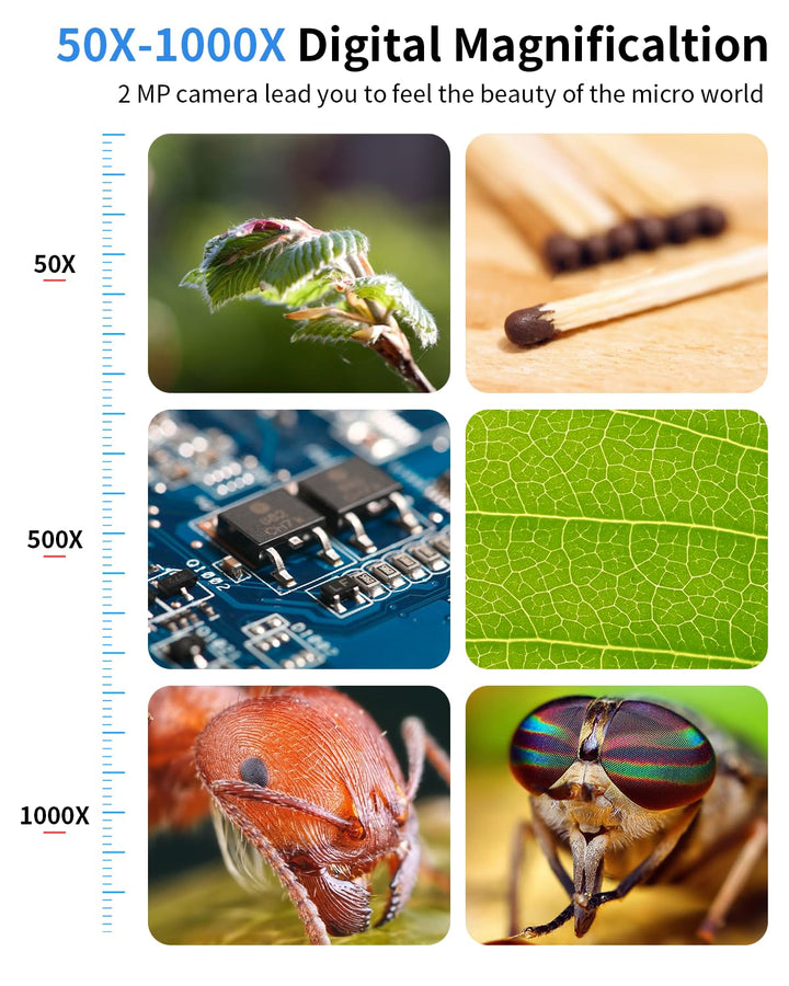 Digital-Mikroskop 4,3-Zoll LCD 50x-1000x mit 8 LED für Kinder &amp; Erwachsene - Bild 3