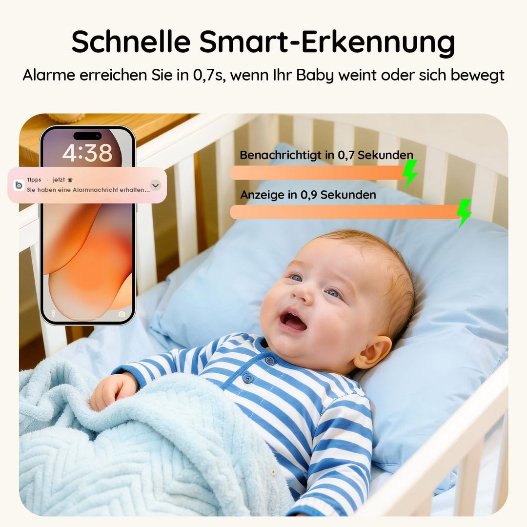 Babyphone mit Kamera 2K/3MP WLAN 5-Zoll-Monitor mit App iOS Android - Bild 4