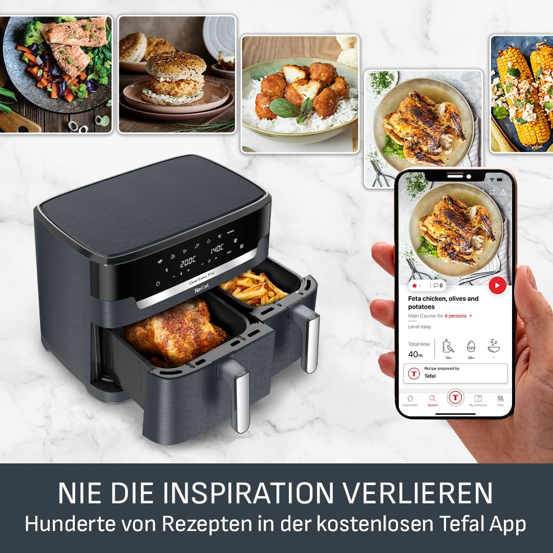 Heissluftfritteuse Doppelkammer 11 L für 8-10 Personen grau - Bild 5