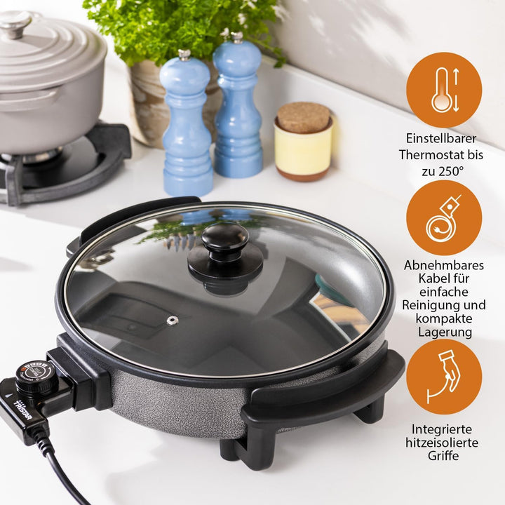 Elektrische Grillpfanne 40 cm 3 L 1500 W mit Glasdeckel - Bild 4