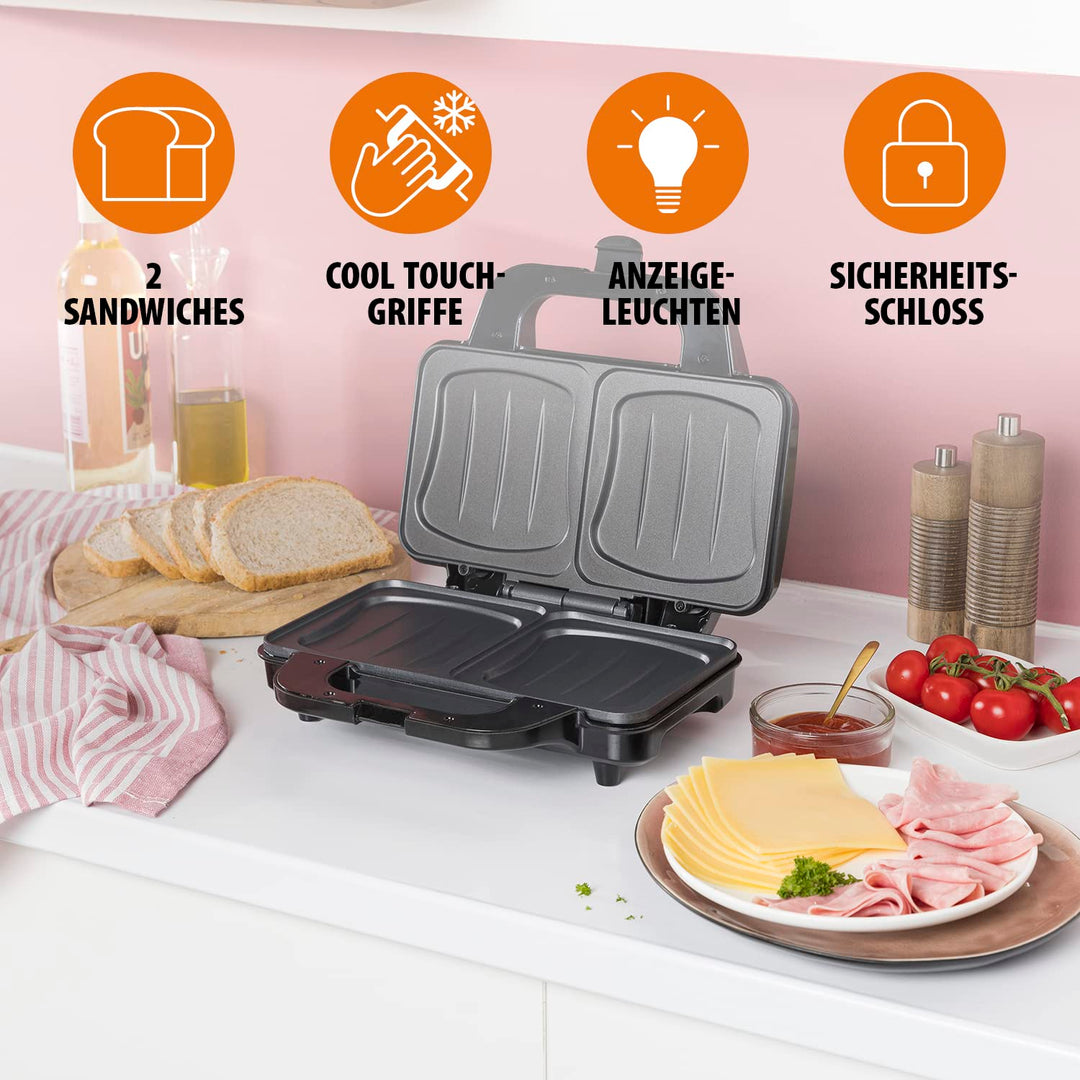 Sandwichmaker 2-fach mit extra tiefen Platten und Antihaftbeschichtung 900W - Bild 4