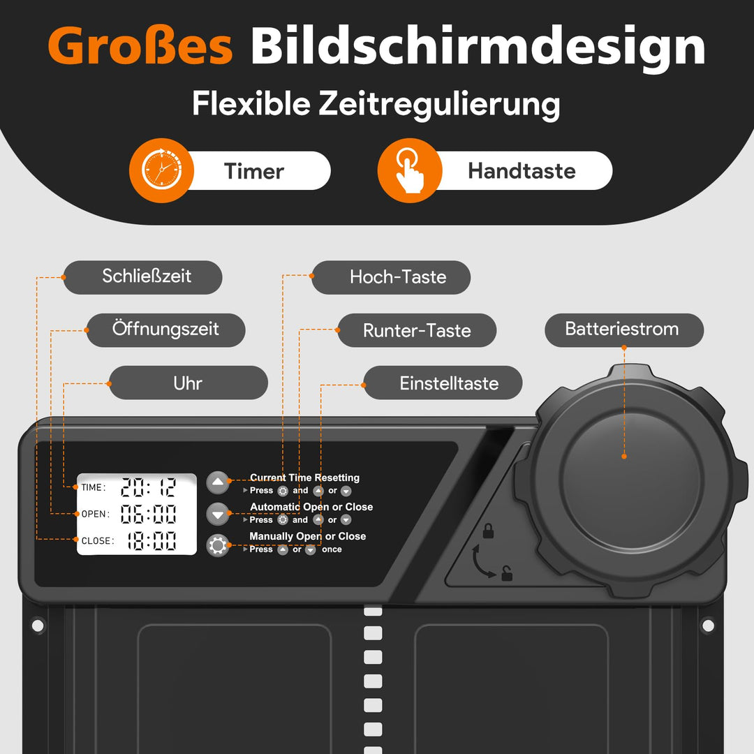 Automatische Hühnerklappe mit Timer 27x24 cm Aluminium batteriebetrieben - Bild 6