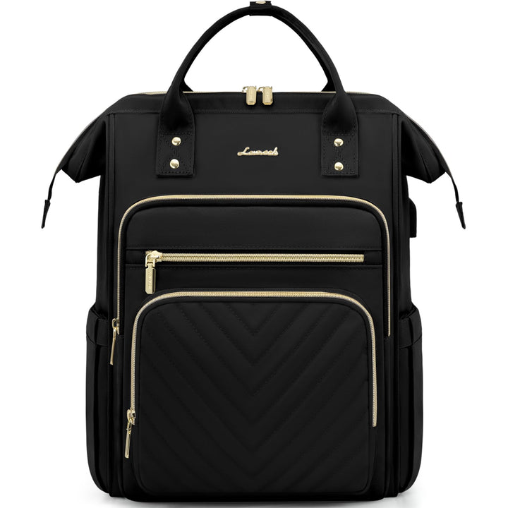 Damenrucksack 15,6 Zoll Laptop wasserdicht mit USB-Anschluss schwarz