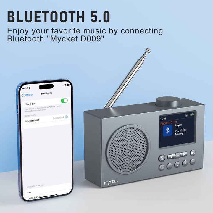 DAB+ Radio tragbar Bluetooth 5.0 UKW 2200mAh Akku Dual Wecker - Bild 6