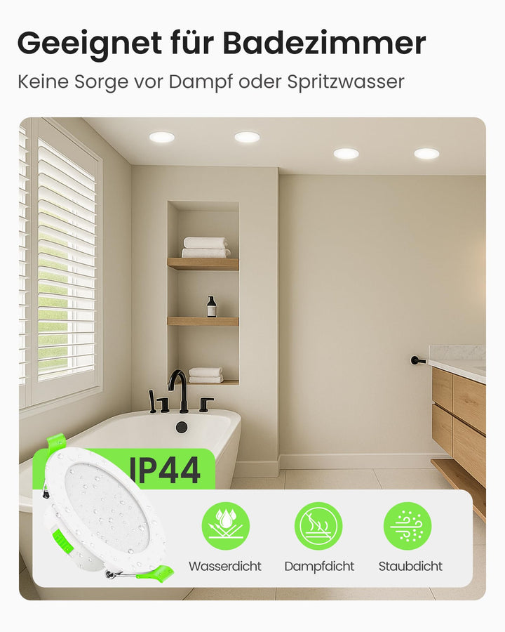 LED Einbaustrahler 7W IP44 dimmbar 3 Farbtemperaturen 12er Set - Bild 8