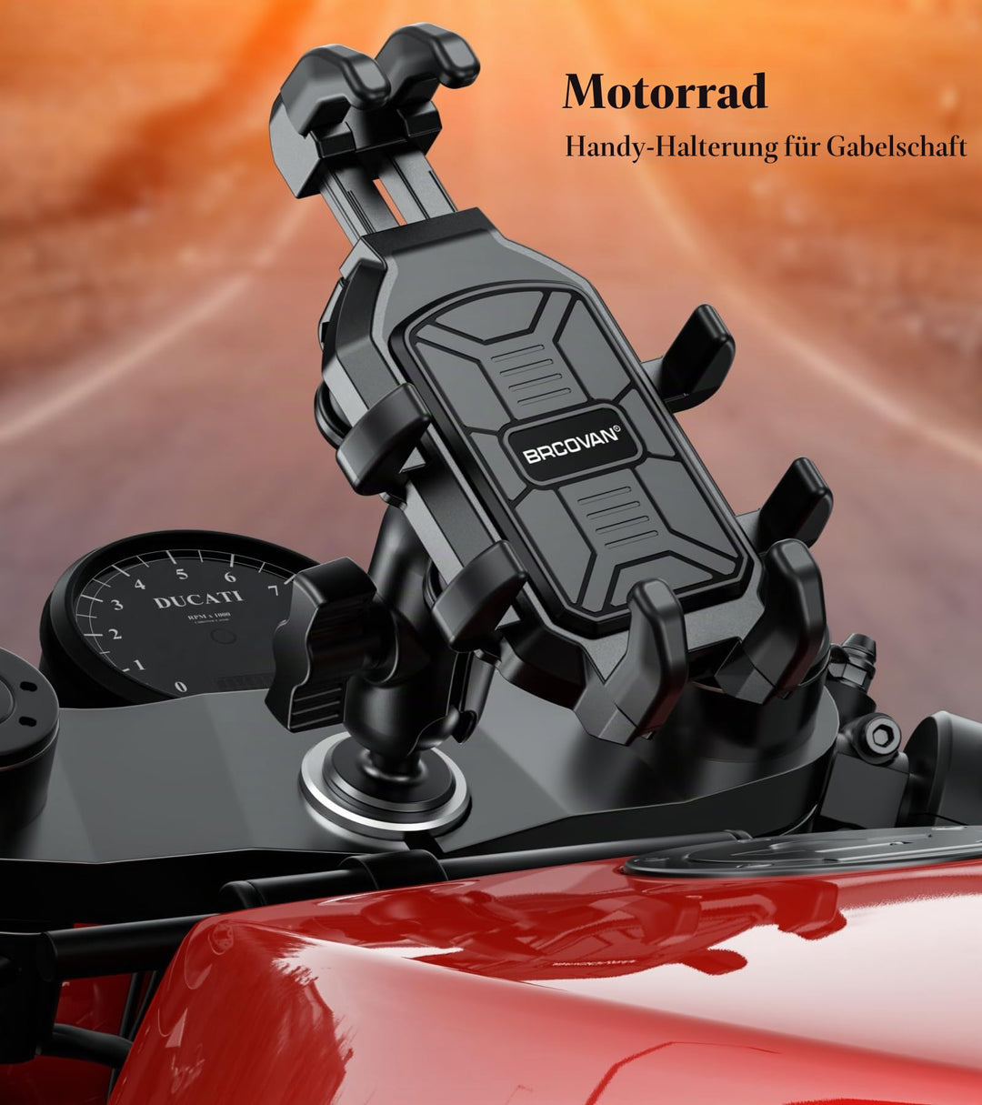 Motorrad Handyhalterung Gabelvorbau mit Vibrationsdämpfer 5,4–6,9 Zoll - Bild 2