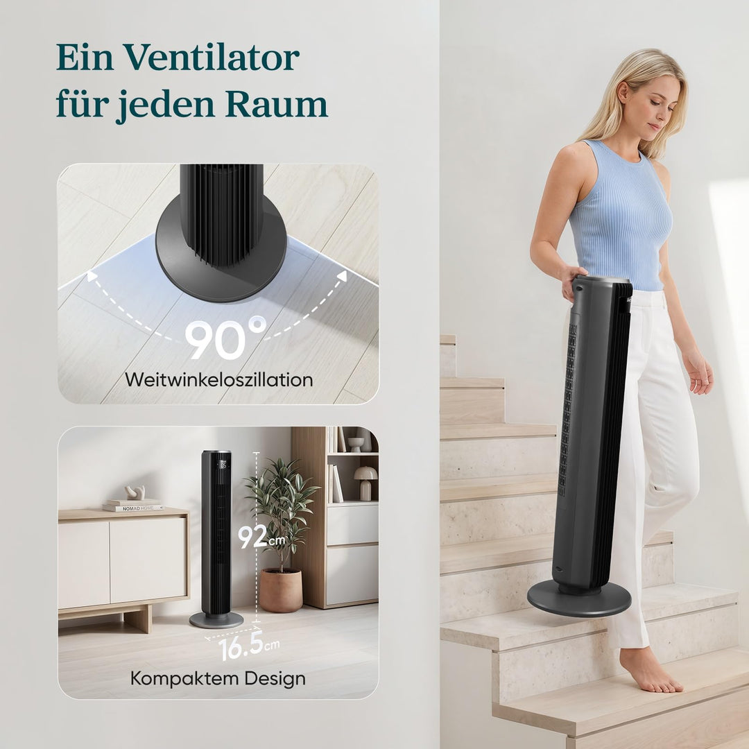 Turmventilator oszillierend 92 cm mit Schlafmodus und 20 dB leise - Bild 8