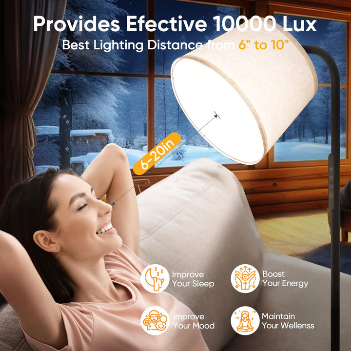 Lichttherapie-Stehlampe 10000 Lux UV-frei mit Timer und Fernbedienung - Bild 2