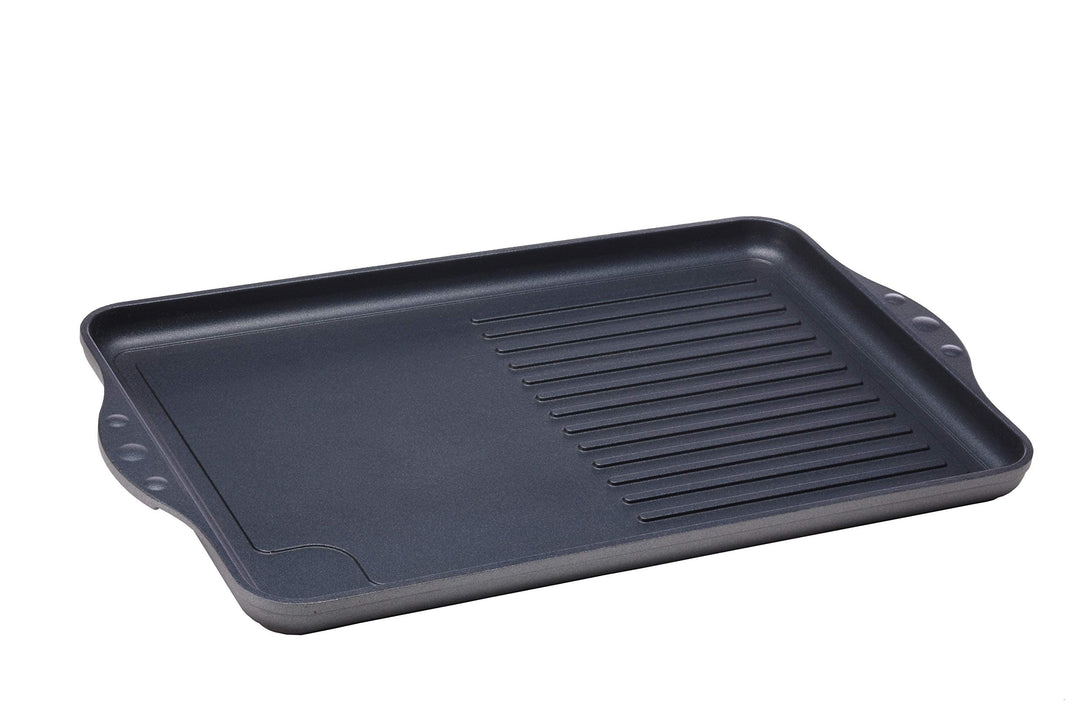 Grillplatte mit Rillen Aluminium 43x28 cm Antihaft-Beschichtung