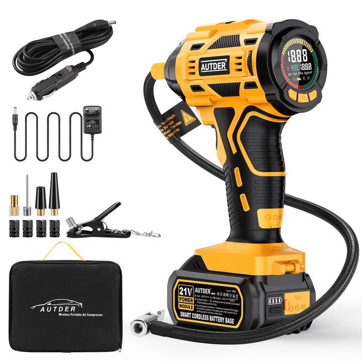 Akku-Kompressor 180 PSI mit LCD-Display für Auto, Fahrrad &amp; Ball