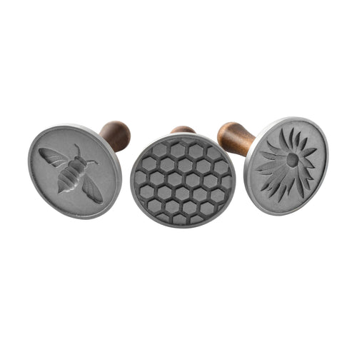 Keksstempel Aluminium Honigbienen-Motiv mit Holzgriff 7,6 cm