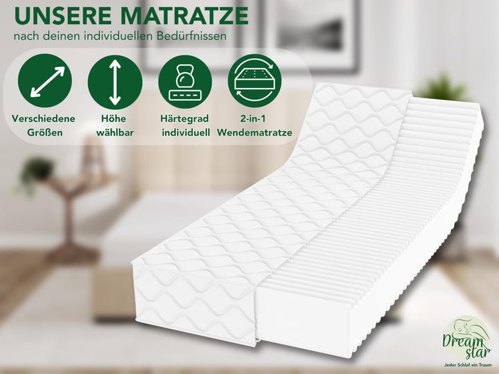 Kaltschaummatratze 7-Zonen 140x200 cm H2/H3 hypoallergen - Bild 3