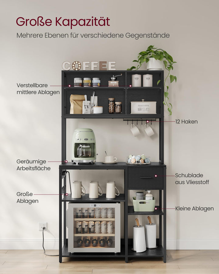 Küchenregal mit Steckdosenleiste 4-fach 40x100x180 cm anthrazit - Bild 4