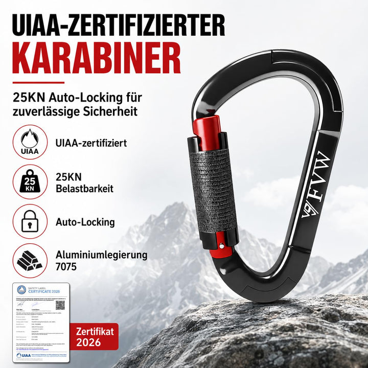 Kletterkarabiner Aluminium 25KN Auto-Lock 5er-Set für Camping - Bild 2
