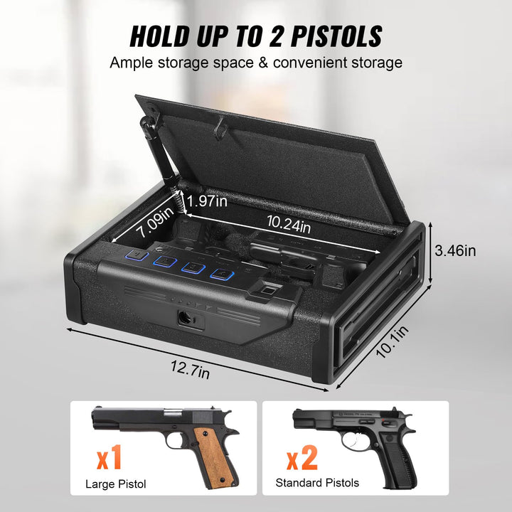 Pistolentresor 3-in-1 Fingerabdruck Stahl 260x180x50mm für 2 Pistolen - Bild 3