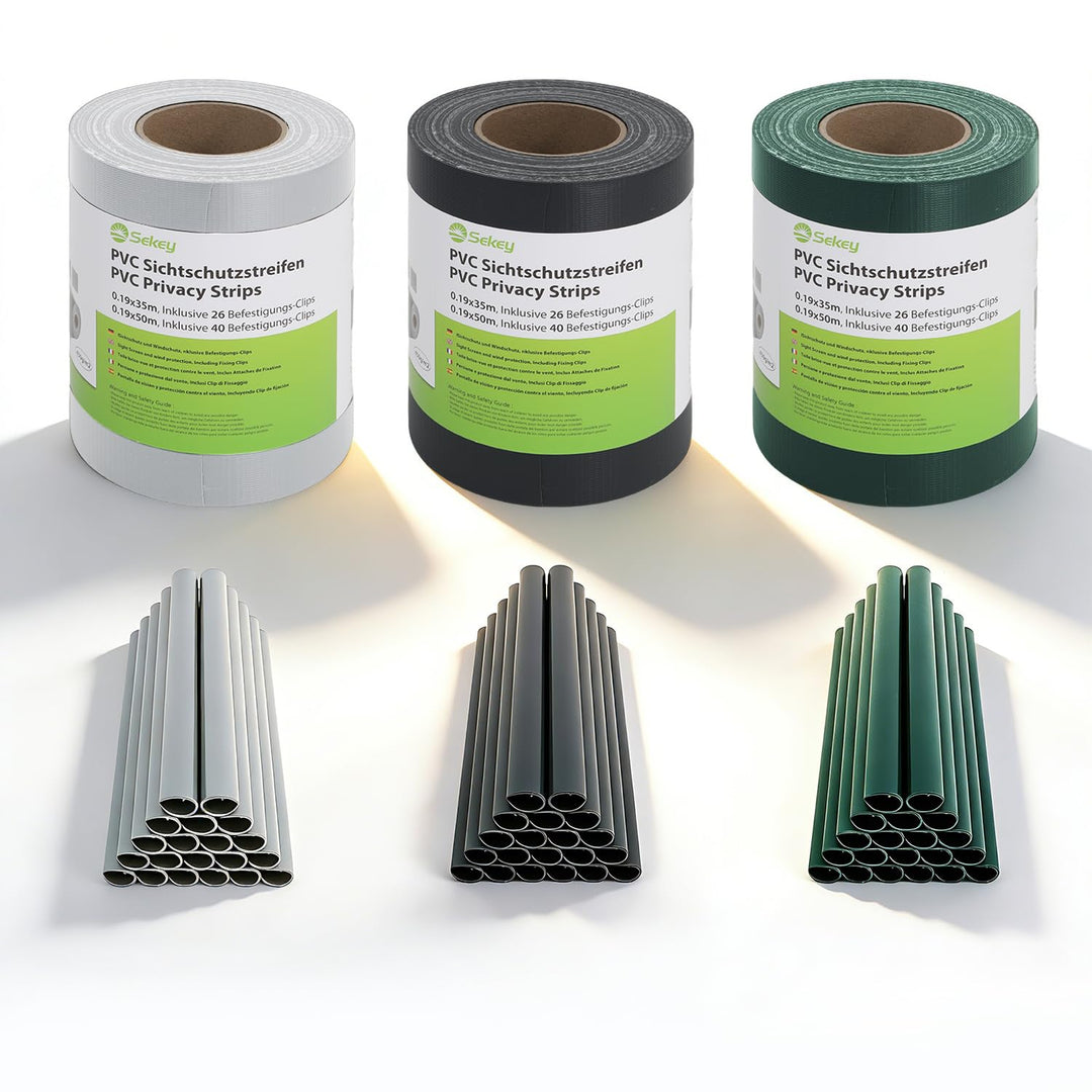 Sichtschutzstreifen PVC Doppelstabmatte 2x50m Anthrazit mit 40 Clips - Bild 8