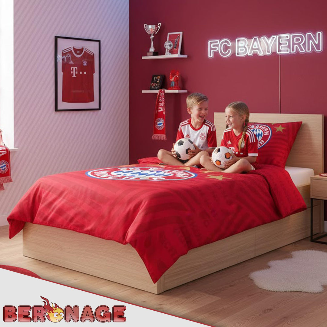 FC Bayern Bettwäsche 135x200 cm Baumwolle Renforcé Rot Fussball - Bild 7