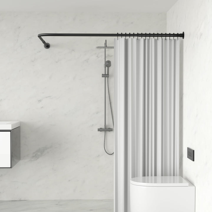 Duschvorhangstange L-Form Edelstahl verstellbar 62–94x141–174 cm - Bild 9