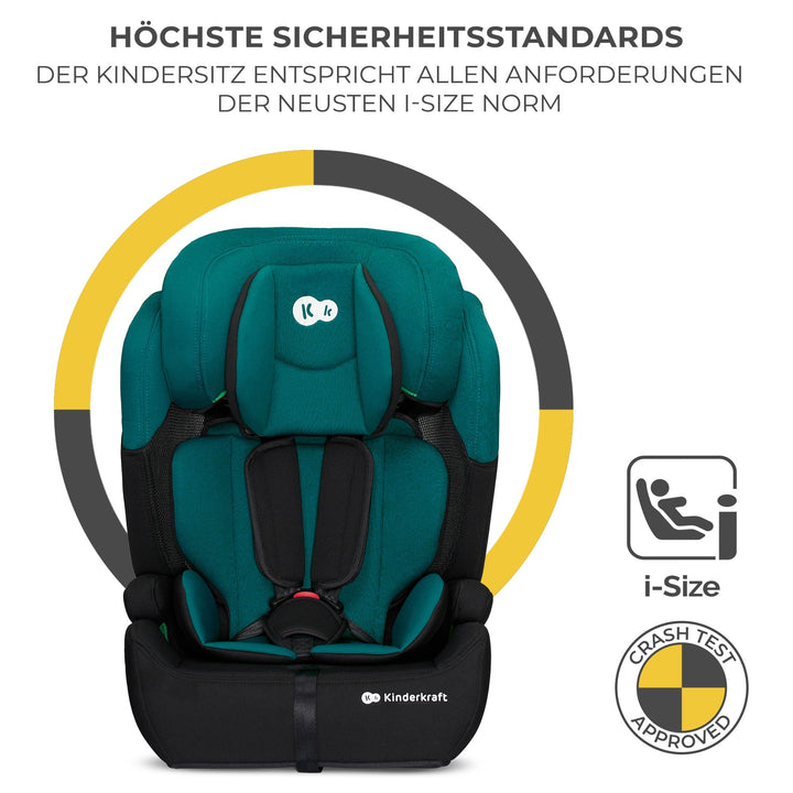 Kindersitz i-Size 76-150 cm 9-36 kg mit 11-facher Kopfstütze Grün - Bild 3