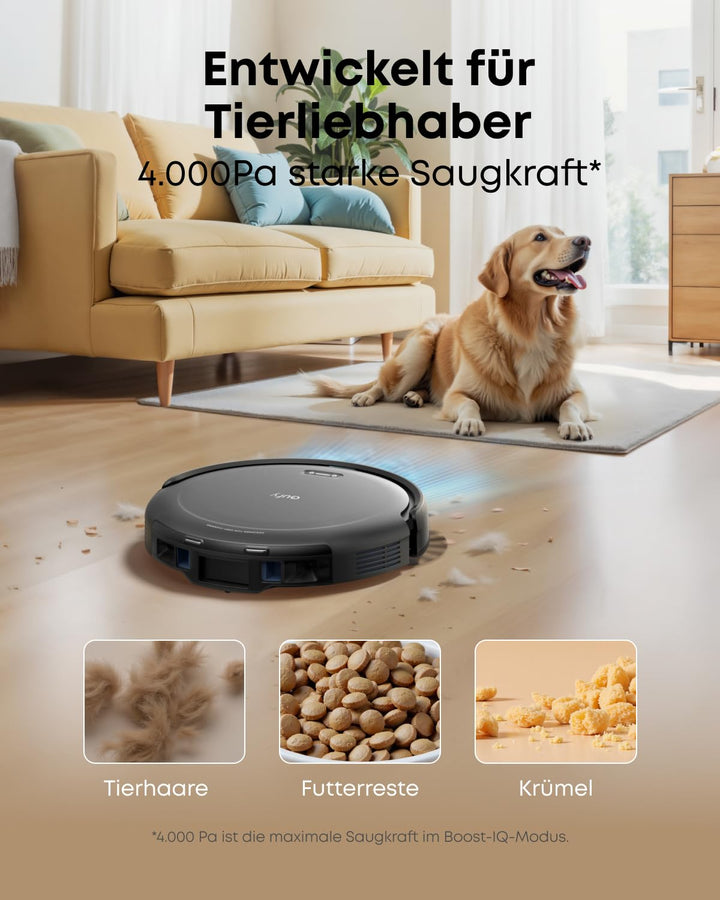Saugroboter mit Absaugstation 4000Pa Saugkraft fuer Tierhaare - Bild 7