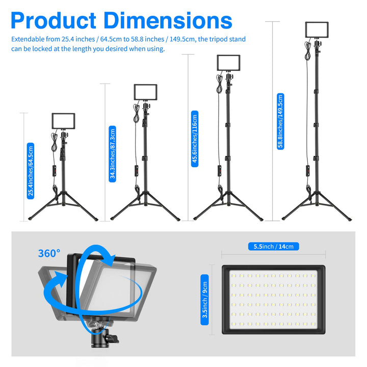 LED Videolicht Set 5600K dimmbar mit Stativ und Farbfiltern 2er Pack - Bild 6