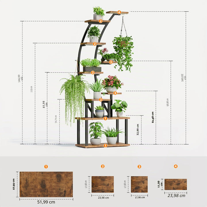 Pflanzenregal mit Grow Light 9 Ebenen 160cm Metall Schwarz - Bild 6