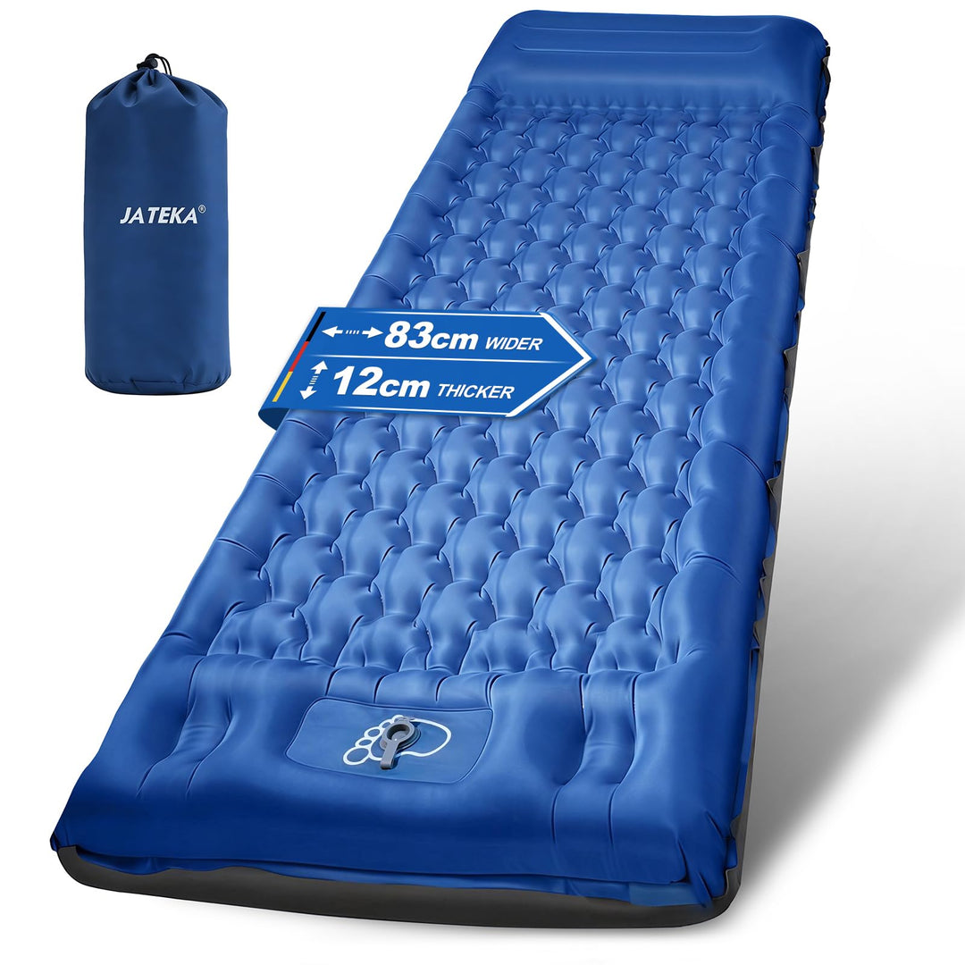 Aufblasbare Isomatte Camping 12 cm dick mit Fusspumpe 200x83 cm