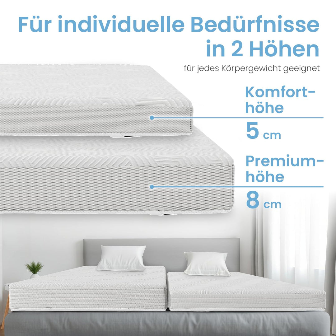 Matratzentopper Gel-Memory-Schaum 80x200 cm 5 cm hoch mit 3D-Netzbezug - Bild 4