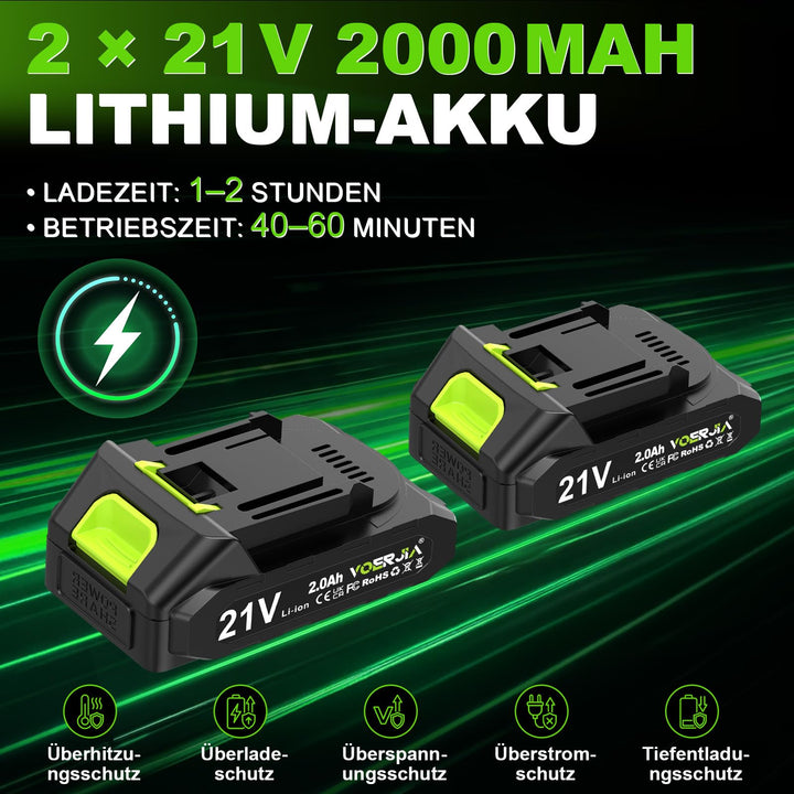 Akku-Rasentrimmer 4-in-1 mit 2 Akkus 21V LCD-Anzeige 24000 U/min - Bild 7