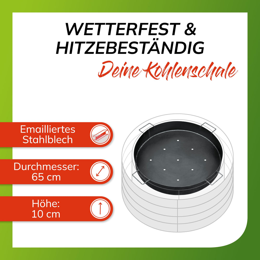 Kohlenschale emaillierter Stahl 60 cm für Gabionen-Feuerstellen - Bild 3