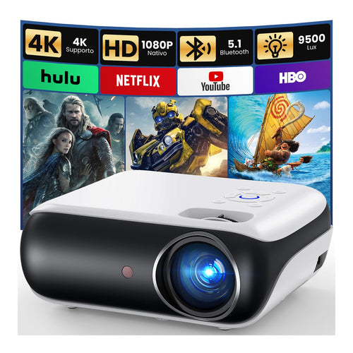 Full HD Beamer 1080P mit Bluetooth 5.1 und Stereo-Lautsprecher