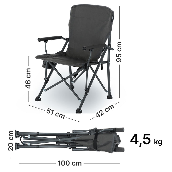 Campingstuhl faltbar 2er Set mit Getränkehalter, 150 kg, Stahl - Bild 2