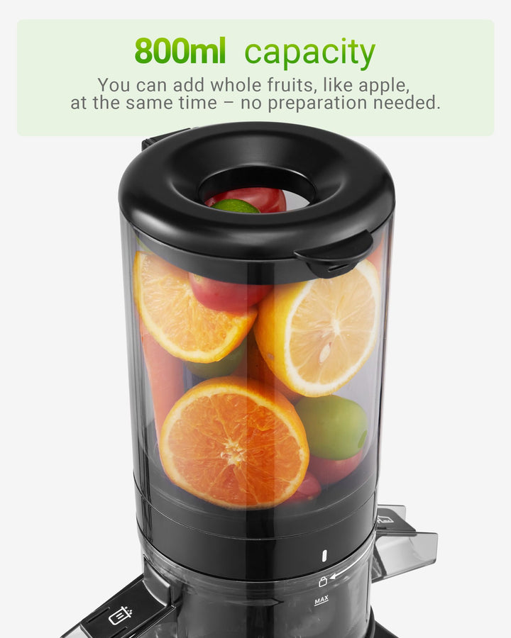 Slow Juicer 120mm Einfüllschacht 0,8L für ganze Früchte, Glanzschwarz - Bild 4