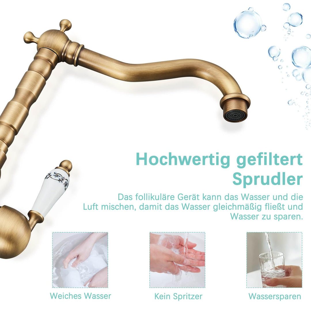 Waschtischarmatur Retro Messing Keramik für Badezimmer - Bild 6