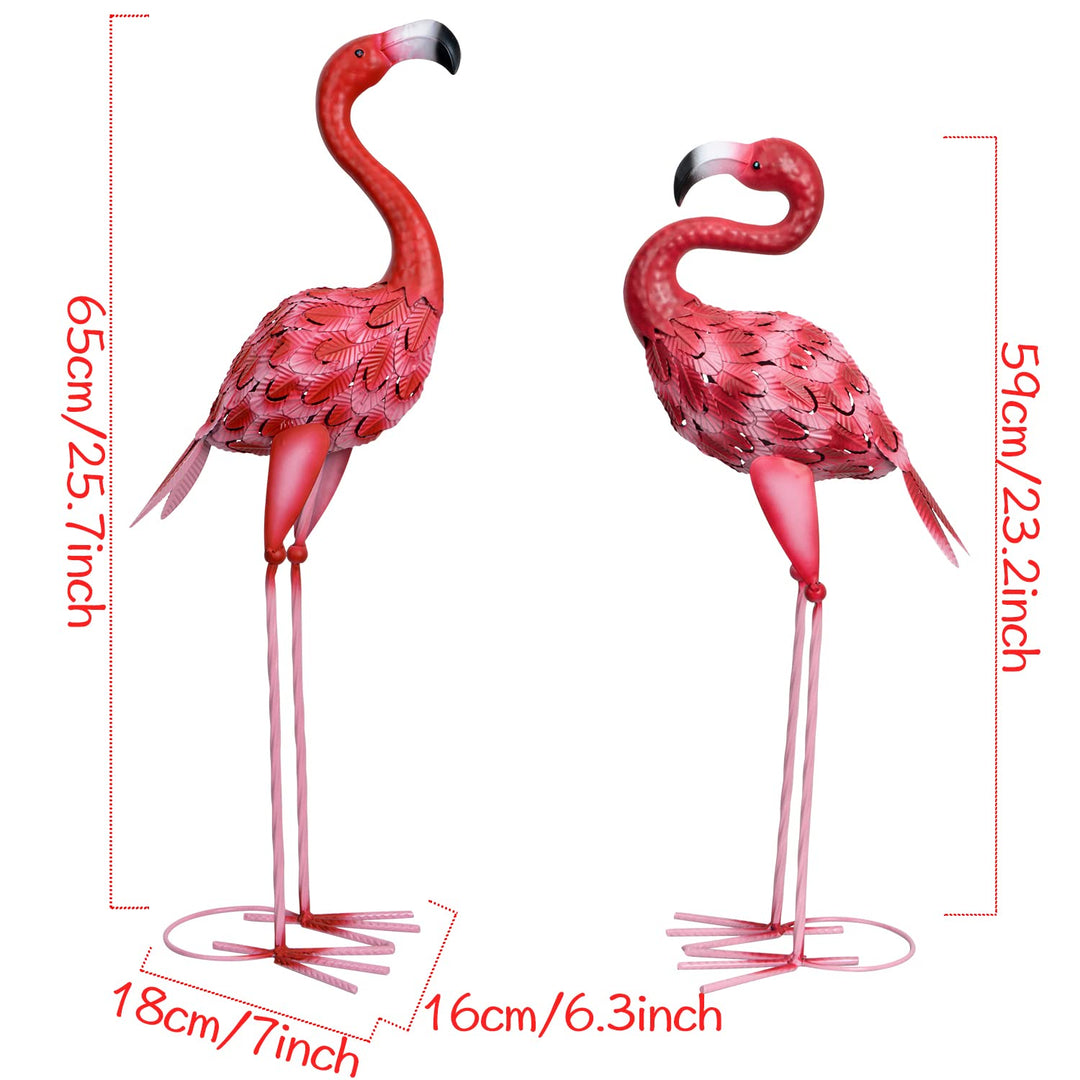 Flamingo Gartenfiguren Metall 2er-Set 65/59 cm Rot-Rosa - Bild 2